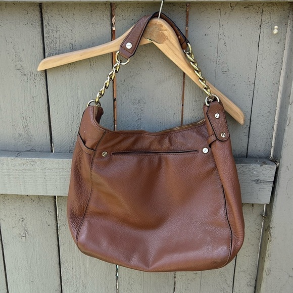 Michael Kors Brown Leather Hobo Bag with Chain Strap Details Bohemian Summer - Picture 1 of 11